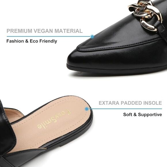 (1-3151) EasySmile Plastic Chain Decor Flat Mules Sz 8 - Picture 10 of 14